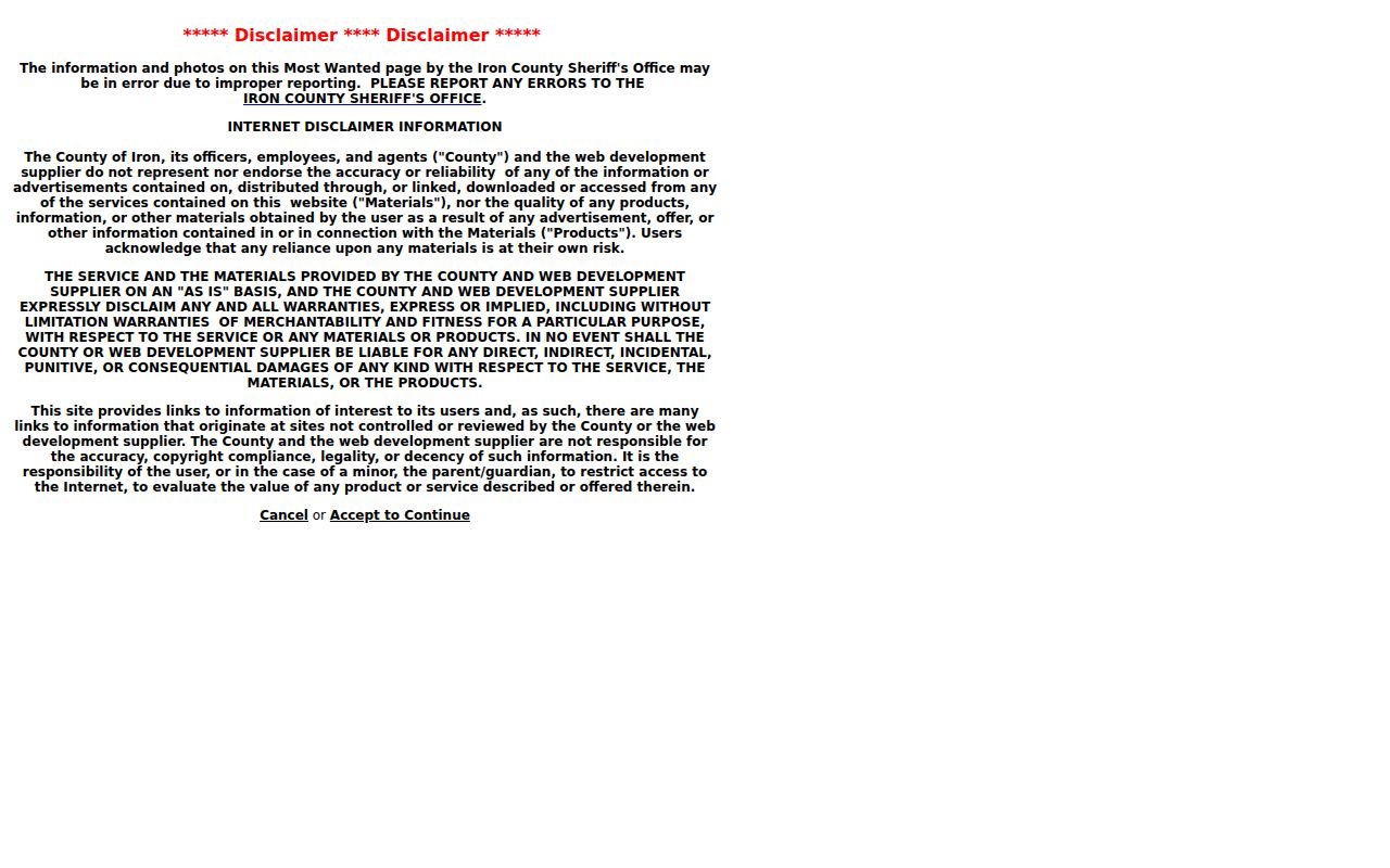 Sheriff Most Wanted accuracy disclaimer