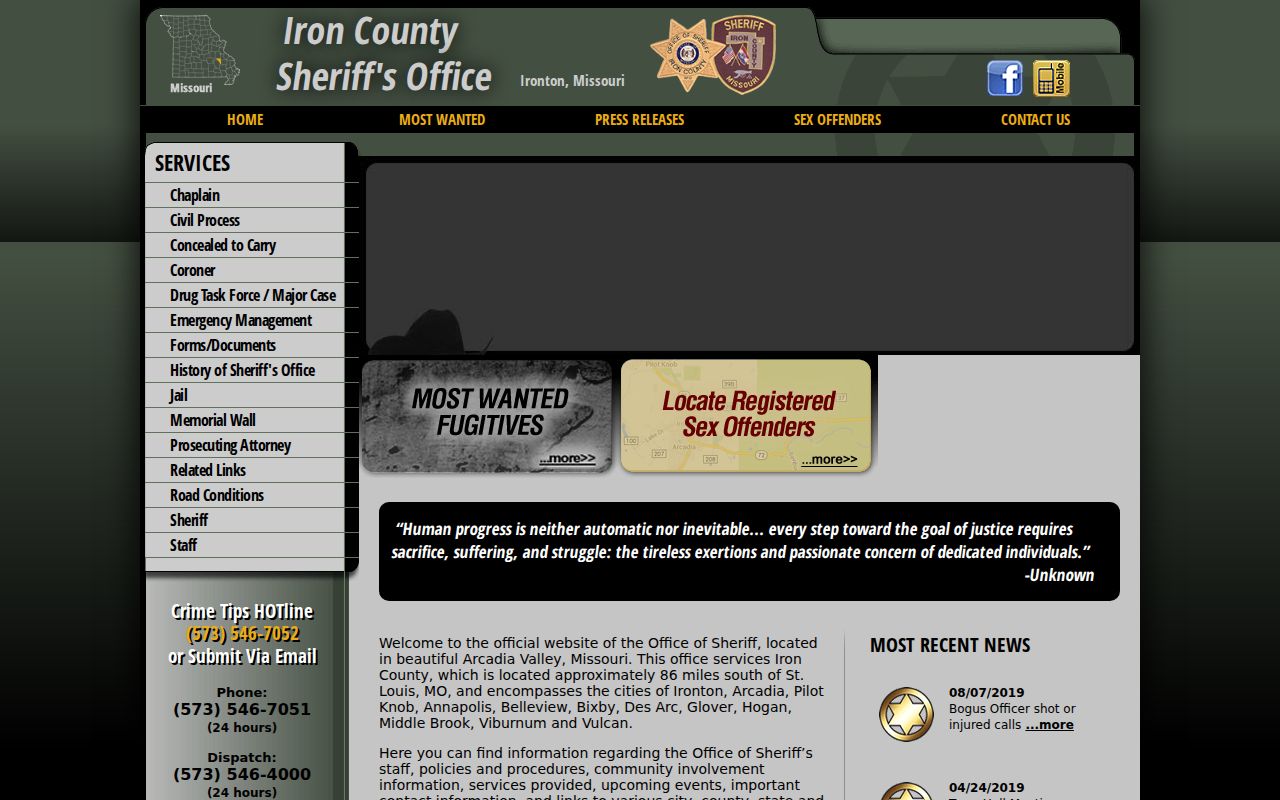 Iron County Sheriff official homepage